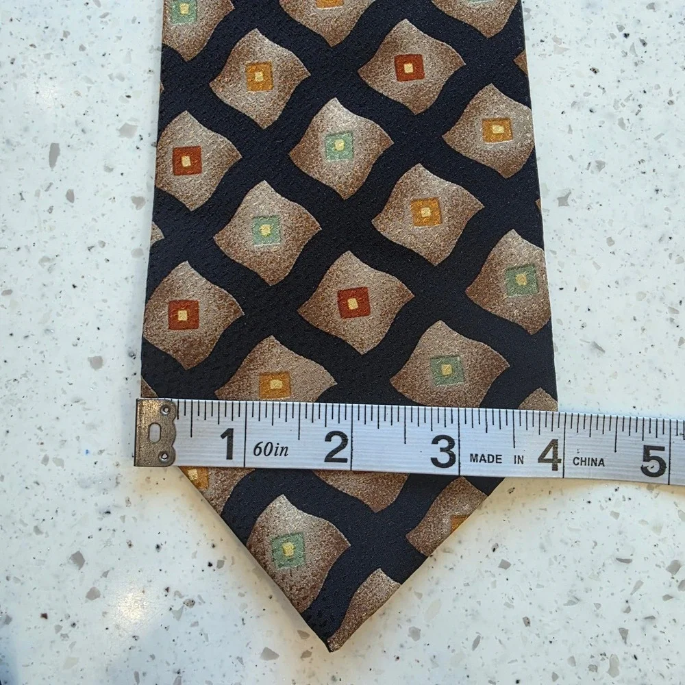 Stefano Milano Men's Silk Tie Black Geometric‎ Pattern Hand Made Italy